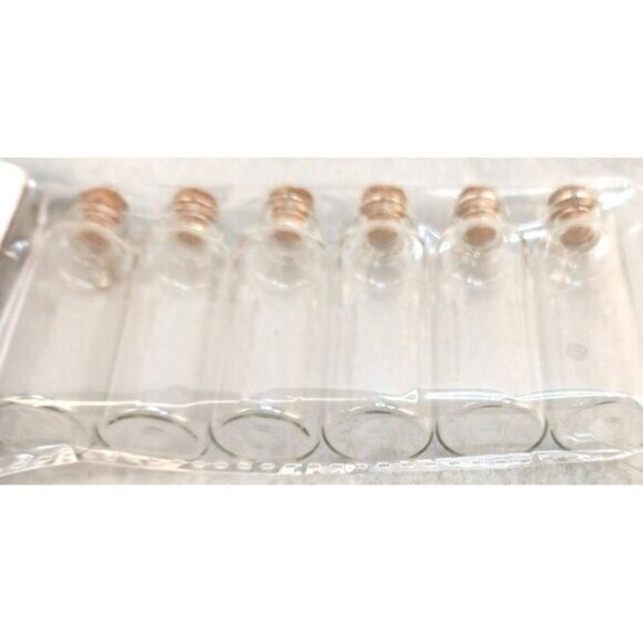 Set Of 6 Mini Clear Glass Bottles With Cork Closures 2.5x0.75 Inches Small Compa - Picture 4 of 7